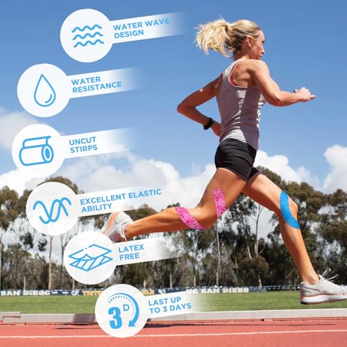 Kinesiology Tape 2in x 16ft - Latex Free Athletic Support Tape
