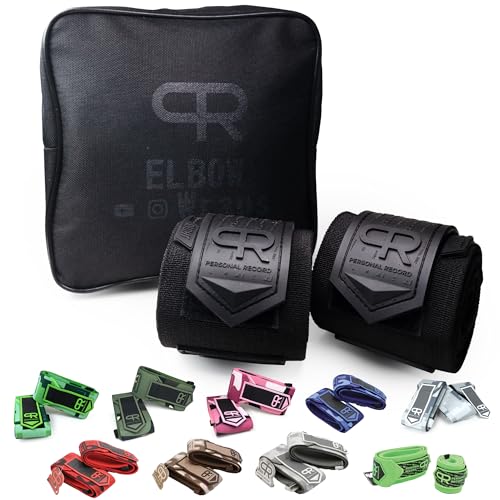 Elbow Wraps for Weightlifting - Heavy Duty, 25% More Elasticity, All Black