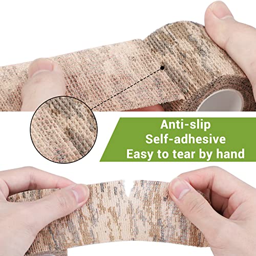 Treaful Desert Camo Wraps Tape 2in x 14.8ft Self-Adhesive Camouflage Bandage