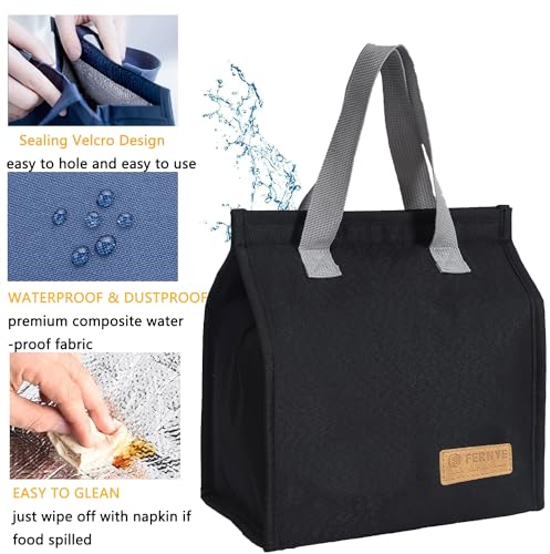Insulated Lunch Bag - Waterproof Thermal Tote for Work & Picnic - Black