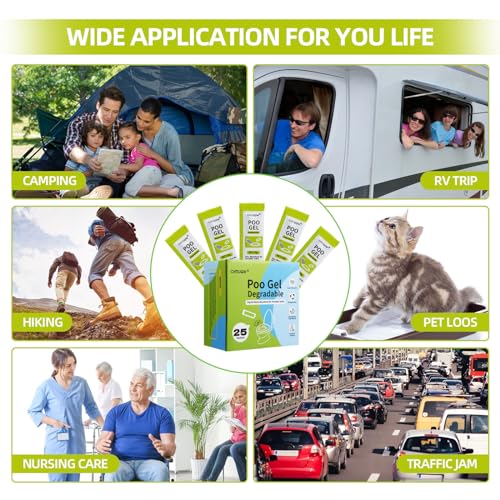 Portable Toilet Powder - Eco Absorbent Gel for Waste Treatment, 25 Packets