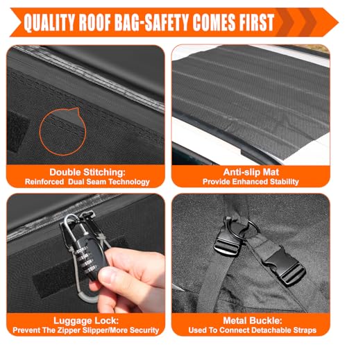 20 Cu Ft Rooftop Cargo Carrier Bag - Waterproof Soft Roof Bag