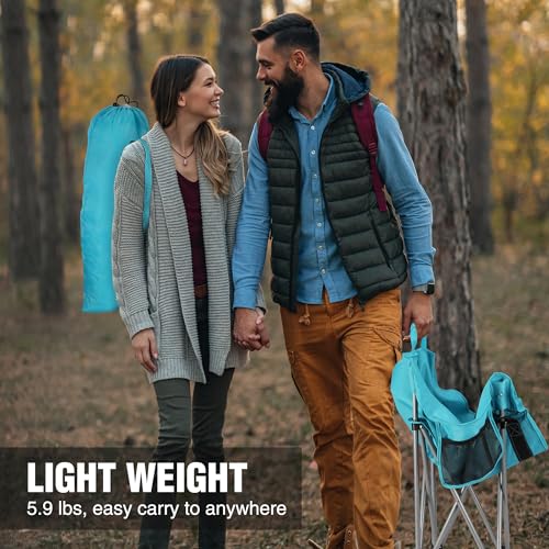 Blue VILLEY Folding Camping Chair with Carry Bag - Outdoor Portable Seat