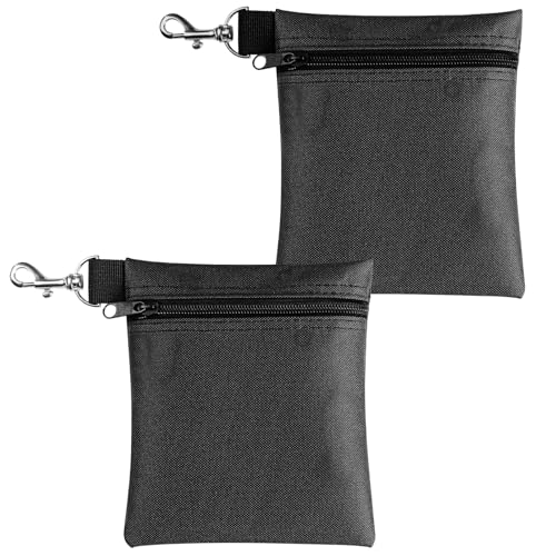Golf Tee Pouch Bag - Durable Nylon, 6.5 x 5.5 Inch, Black - 2 Pack