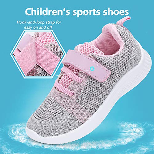 Nerteo Toddler Girls Boys Running & Walking Sneakers - Light Grey/Pink, Size 5