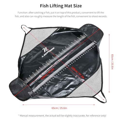 LEOFISHING Heavy Duty Fish Weigh-In Bag with Ruler & Handles - Waterproof Folding Tournament Fish Sling