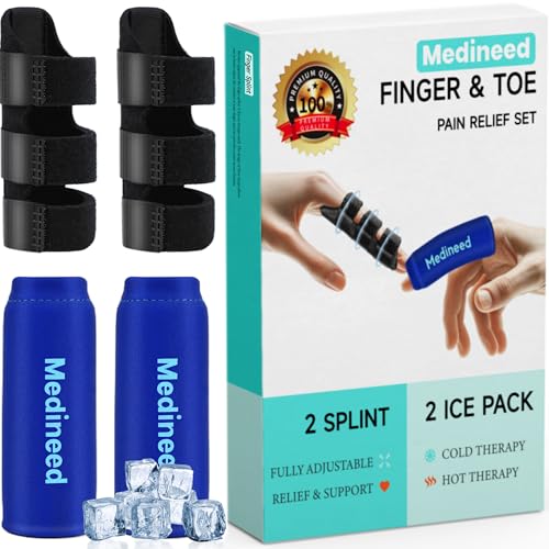 Finger Ice Pack & Trigger Finger Splint Set - Blue & Black