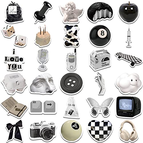 Vintage Black & White Stickers - 61 Vinyl Decals for Laptops & More