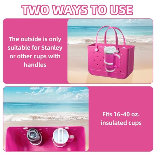 2 Pcs Cup Holder for Beach Totes - 30oz & 40oz Water Bottle Accessory - White