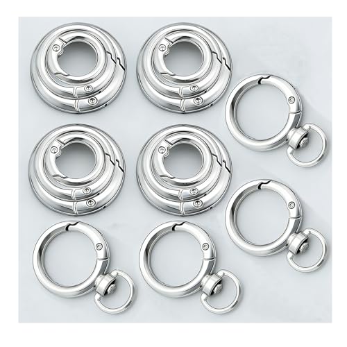 16PCS Metal Spring O Ring Set - Mixed Sizes Carabiner Clips - Silver