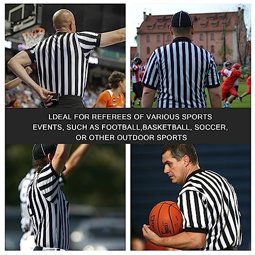Men's Referee Shirt - Black & White Stripes, Large V Collar