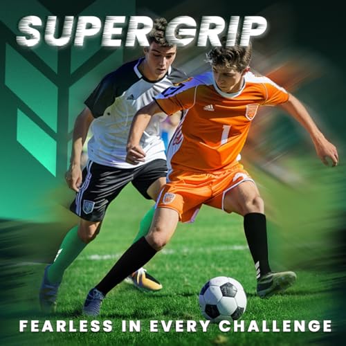 MENDENG Knee High Non-Slip Soccer Socks for Men & Women - 6-12 / 1 Pair, Black Sports Grip Socks