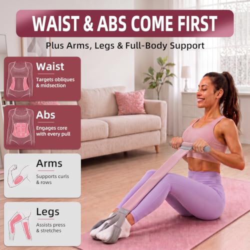 Pedal Resistance Band for Core Workout - Break-Resistant Fabric, Pink