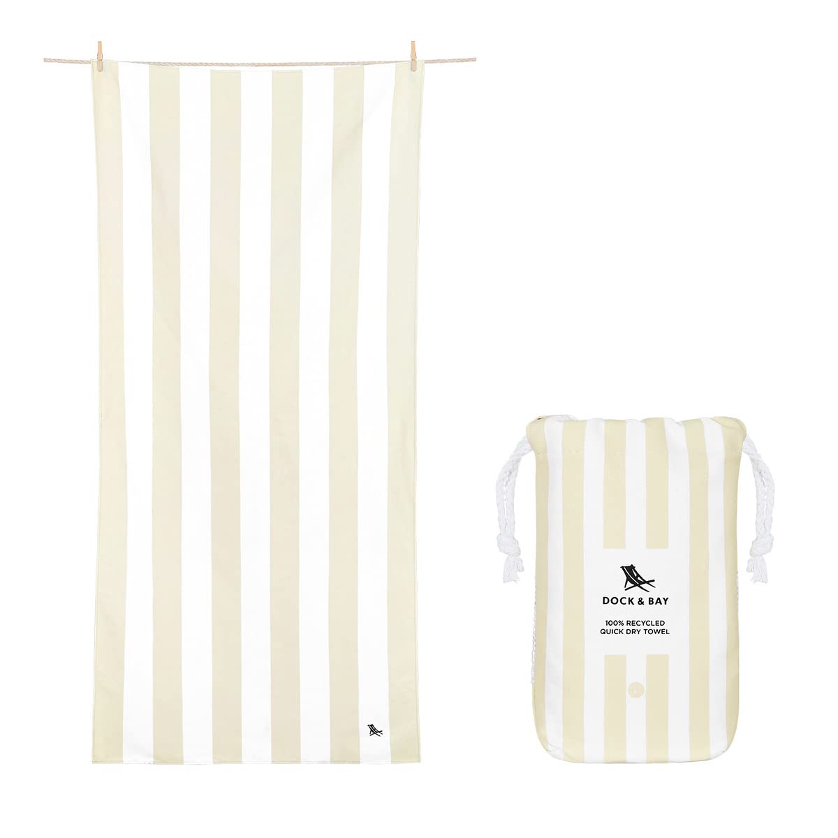Dock & Bay Beach Towel - Quick Dry, Sand Free - Compact, Lightweight - 100% Recycled - Includes Bag - Cabana - Set of 6 - Extra Large (200x90cm, 78x35)
