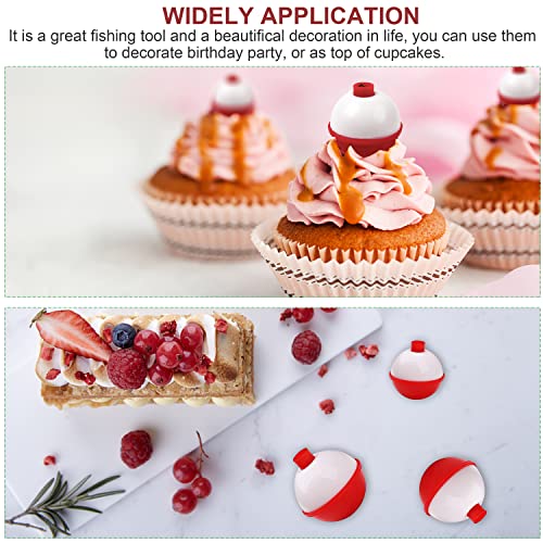 Snap-On Fishing Bobbers - Red & White Push Button Buoys, 0.75 Inch, 15pcs