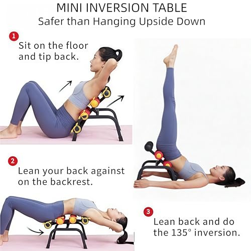 Mini Inversion Table with 8 Massage Rollers - 400LBS Capacity