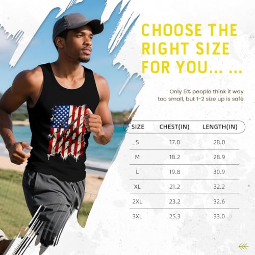 Patriotic Summer Tank Top for Men - Sleeveless Beach Shirt - X-Large