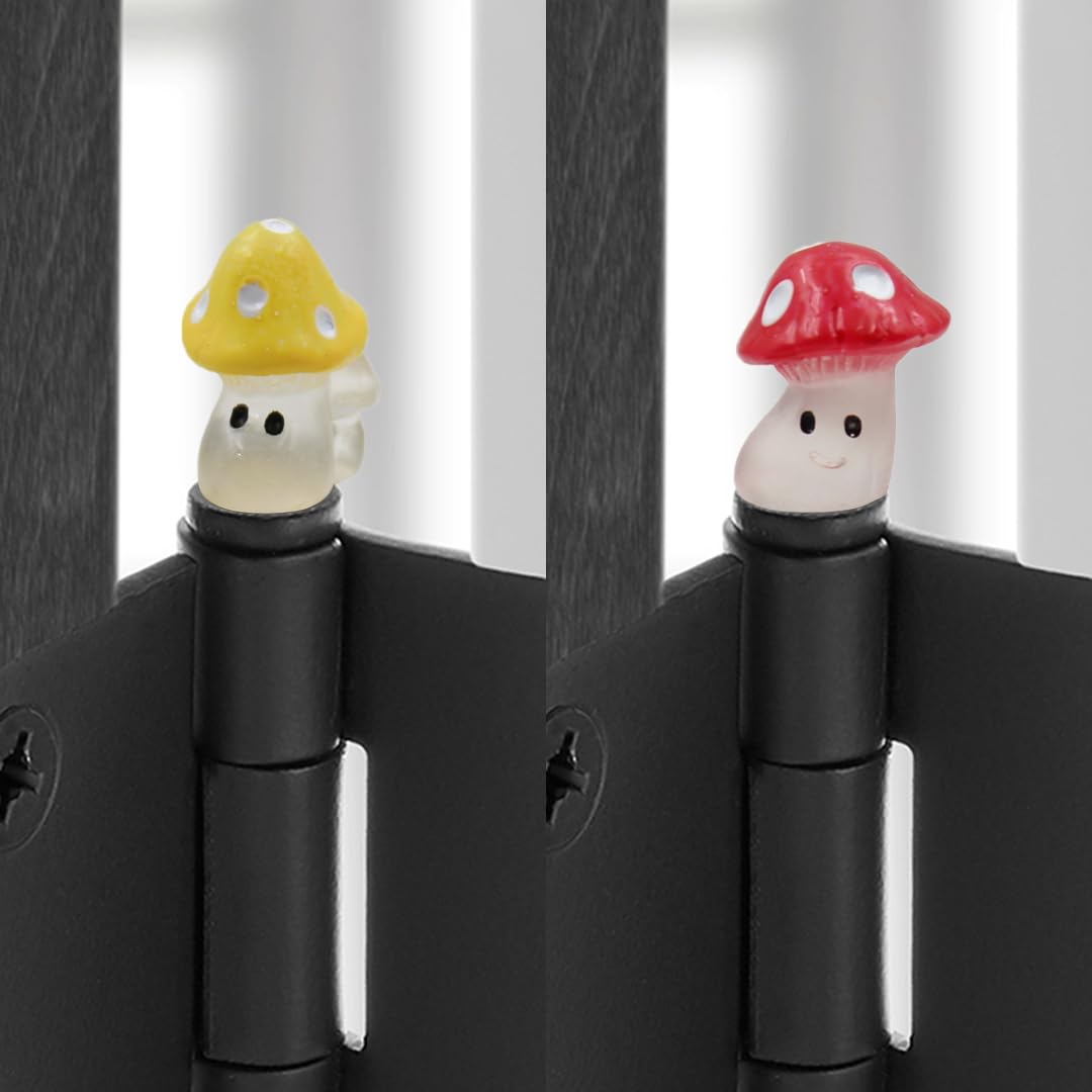 Mushroom Hinge Head Home Decoration Set of 6 - Glow in The Dark Hinge Heads Decorative Topper - Magnetic Hinge Head Toppers