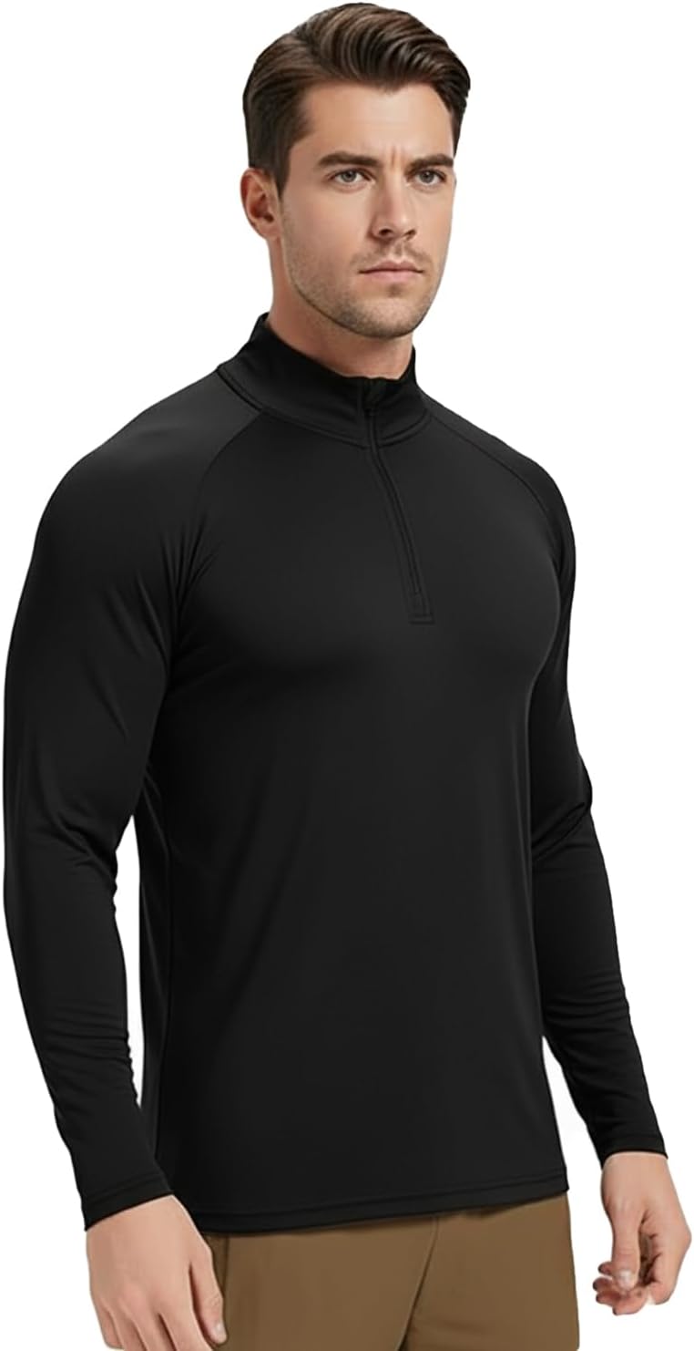 Skiennix Men's Quarter Zip Pullover Athletic Shirt - Quick Dry Long Sleeve for Running & Gym | 3-Pack