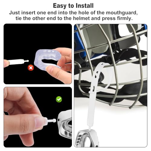 10pcs Rugby Mouth Guard Tether Straps - White Replacement