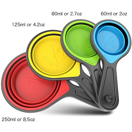 Collapsible Measuring Cups and Spoons Set - 8 Pieces, Multicolor