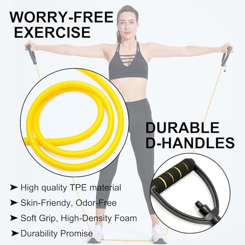ZHIAMZ Blue Extra Heavy Resistance Exercise Bands with Handles & Door Anchor