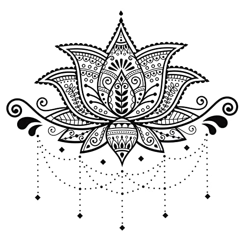 Black Mandala Lotus Wall Decals Indian Boho Namaste Flower Wall Sticker 23.6x15.7inch Hippie Buddhism Meditation Wall Art Decor for Headboard Bedroom Living Room Yoga Studio