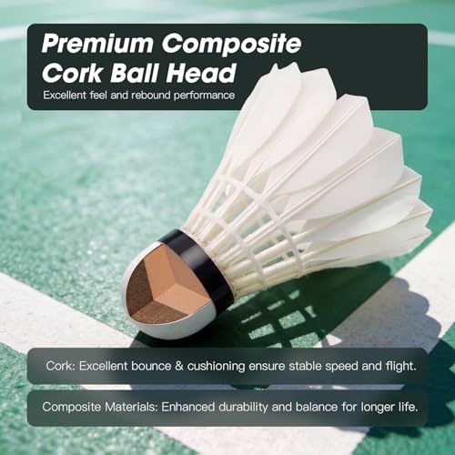 Goose Feather Badminton Shuttlecocks - 6 Pack for Training