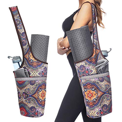 Canvas Yoga Mat Bag with Large Storage Pockets - Ancient Totem