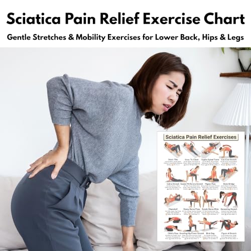 Sciatica Pain Relief Exercise Chart - Home Stretching Poster