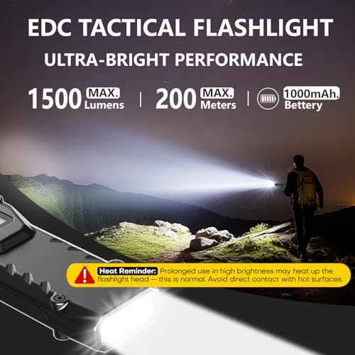 MAKDAK EDC Tactical Flashlight Rechargeable - 2PARK Digital Display High Lumens Pocket Light,5+4 Modes with UV Red White LEDs,Stainless Steel and IPX4 for Everyday Carry,Camping,Emergency