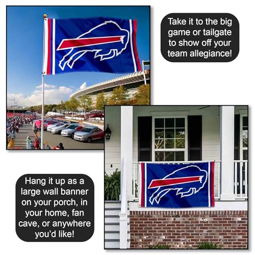 Large 3x5 Buffalo Bills Flag - Durable Polyester with Grommets
