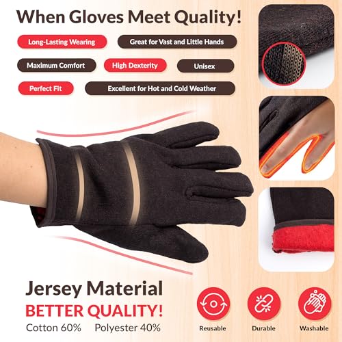 Jersey Gloves. Polyester and Cotton Jersey Work Gloves with Open Cuff. Machine Washable Cotton Gardening Gifts