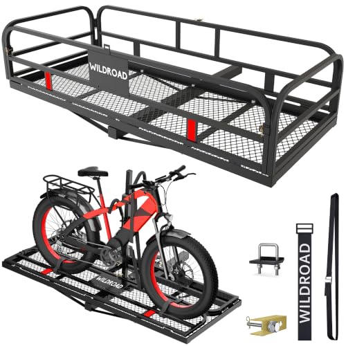 Hitch Cargo Carrier & Bike Rack Set - 500 lb Capacity, 14" High Side Rails
