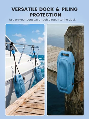 Zeraty 17x8 Inch Blue Solid EVA Boat Fenders No-Deflation Dock Bumper, 2 Pieces