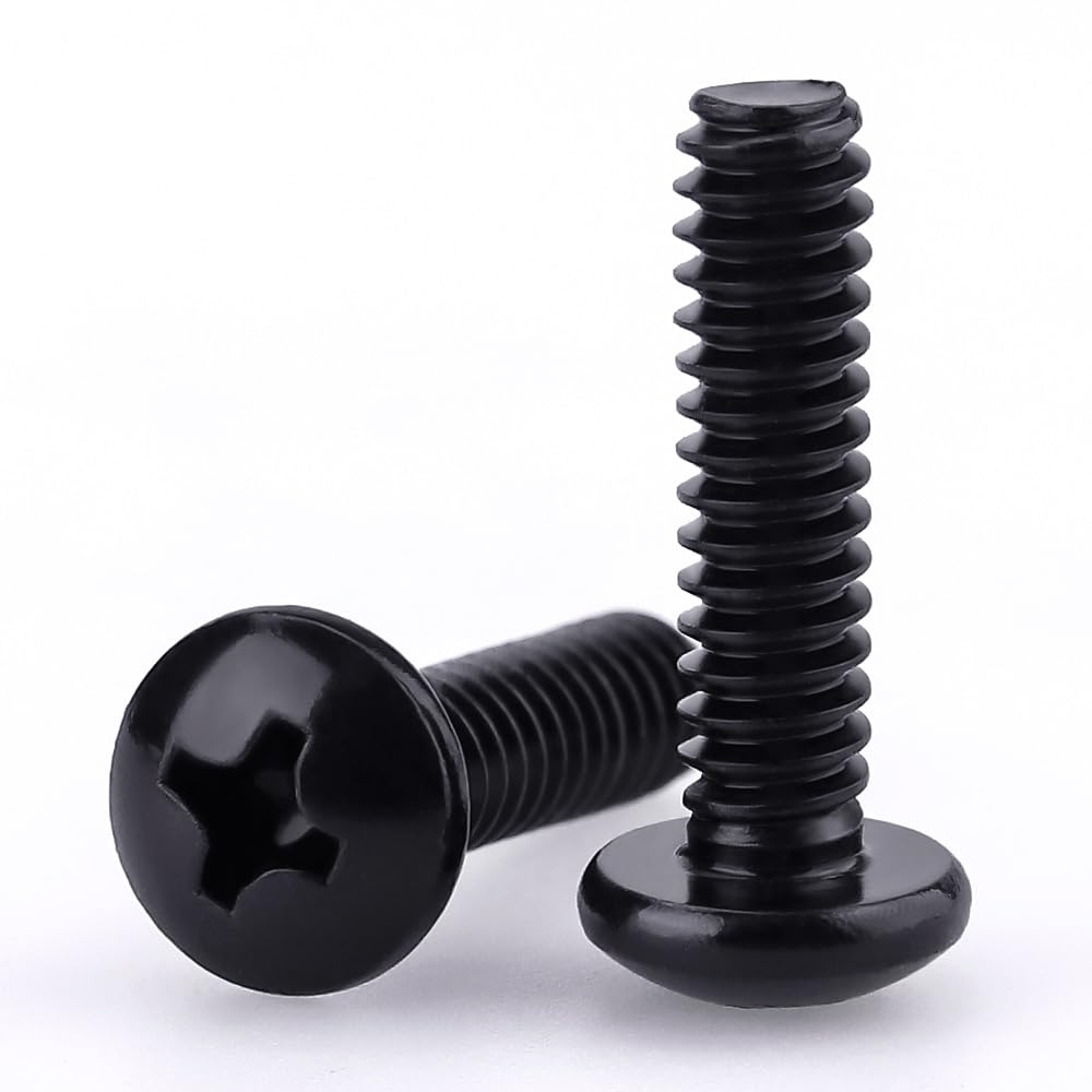 #10-32 x 1 Pan Head Machine Screws Black, Phillips Drive, 304 Stainless Steel 18-8, Black Oxide Coated Finish, Corrosion Resistant Round Head Machine Screws, Full Thread, Coarse Thread, 50 PCS