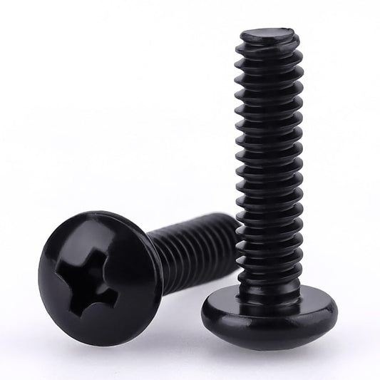#10-32 x 1 Pan Head Machine Screws Black, Phillips Drive, 304 Stainless Steel 18-8, Black Oxide Coated Finish, Corrosion Resistant Round Head Machine Screws, Full Thread, Coarse Thread, 50 PCS