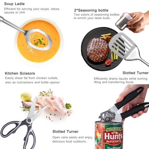 National Style 31-Piece Camping Utensil Set with Storage Bag - Camping Cooking Gear for RV, Tent, Grill