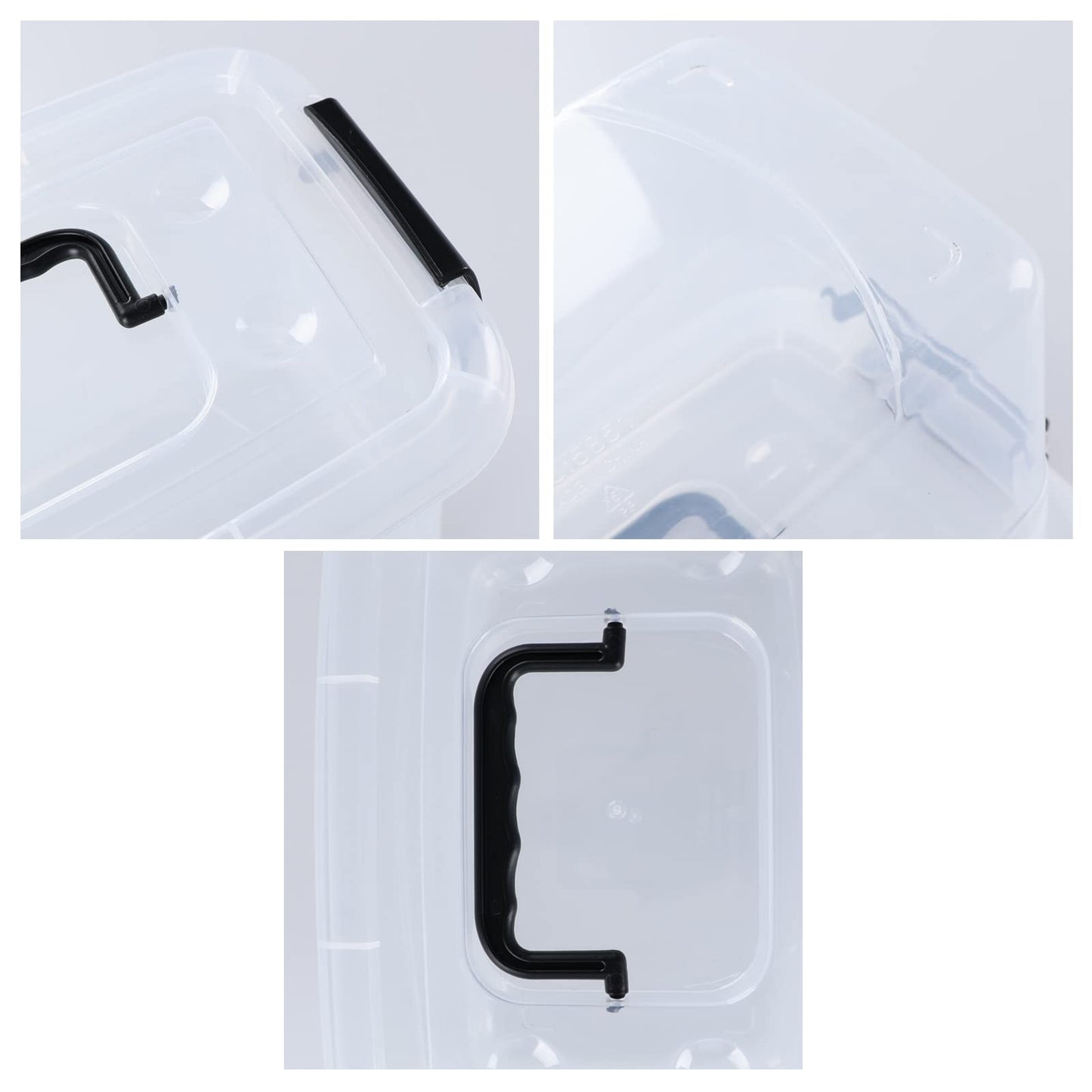 Hespama 6 Packs 6 Quart Lidded Storage Bin, Small Latch Container Box