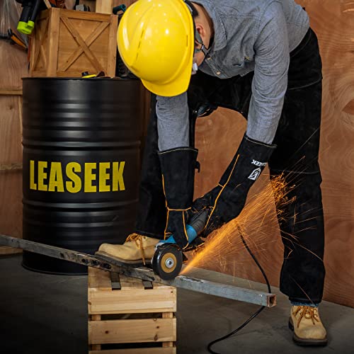 Leather Welding Pants - Heat & Flame Resistant Split Leather Safety Leg Protection for Men and Women, Adjustable M to XXXL