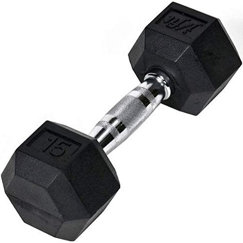 JFIT Rubber Hex Dumbbell - Durable Weight for Strength Training | 10 lb, 15 lb, 20 lb Options