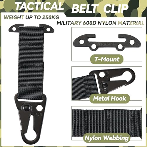 Tactical MOLLE Belt Clip with Metal Hook - Black
