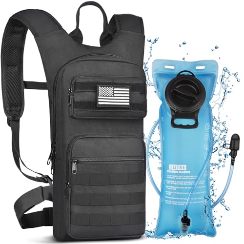 Hydration Backpack with 3L Water Bladder - Black Tactical Pack