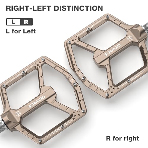 GEWAGE Brown Aluminum Flat MTB Pedals with Anti-Slip Pins & Sealed Bearings