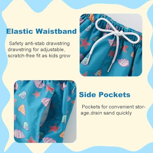 Toddler Boy Swim Trunks Quick Dry Lightweight Shorts with Pocket - 4-5T Seasnail