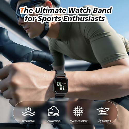Stretchy Nylon Band for Garmin Venu 3/2 & Amazfit Bip - Black 20mm
