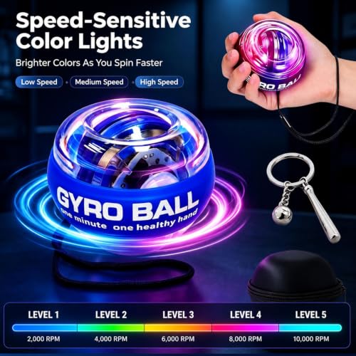Gyro Ball Wrist Exerciser - Auto-Start Hand Grip Strengthener