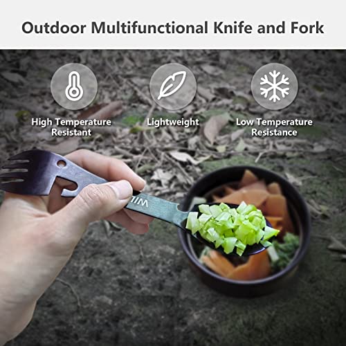 5-in-1 Stainless Steel Spork Camping Utensil - Black