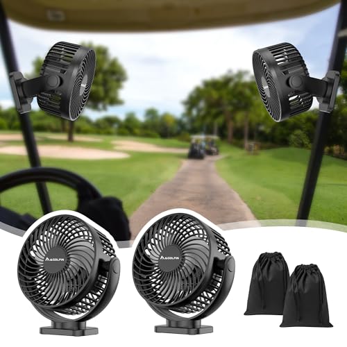 Rechargeable Magnetic Golf Cart Fan with Light - 2-Pack