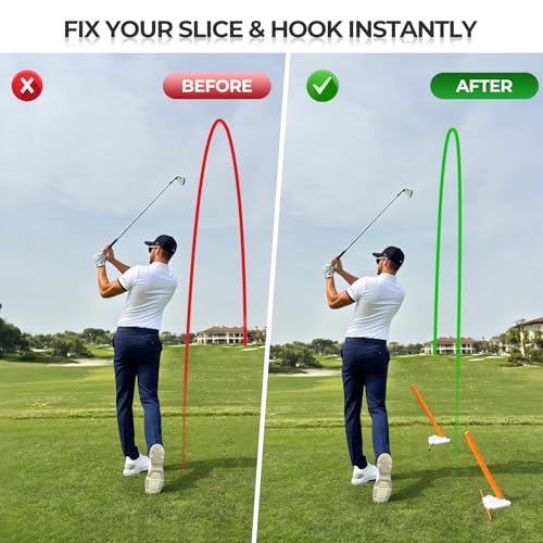 Golf Swing Training Aid with Alignment Discs & Rods | Fix Slice & Hook